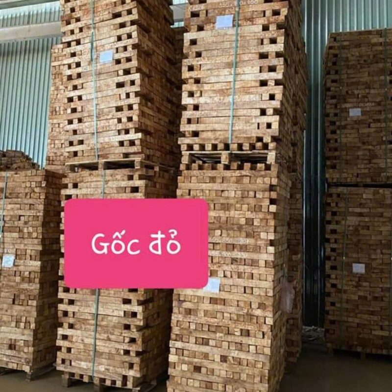 Gỗ cao su gốc đỏ xẻ thanh đóng kiện