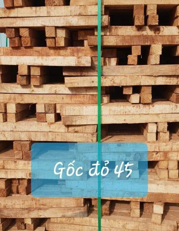 Gỗ cao su gốc đỏ xẻ thanh đóng kiện