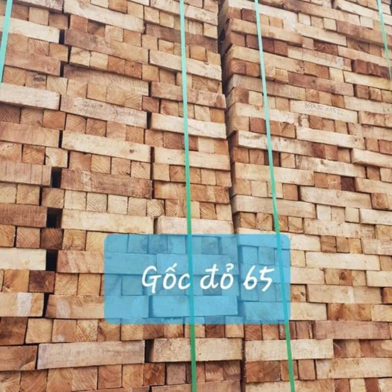 Gỗ cao su gốc đỏ xẻ thanh đóng kiện