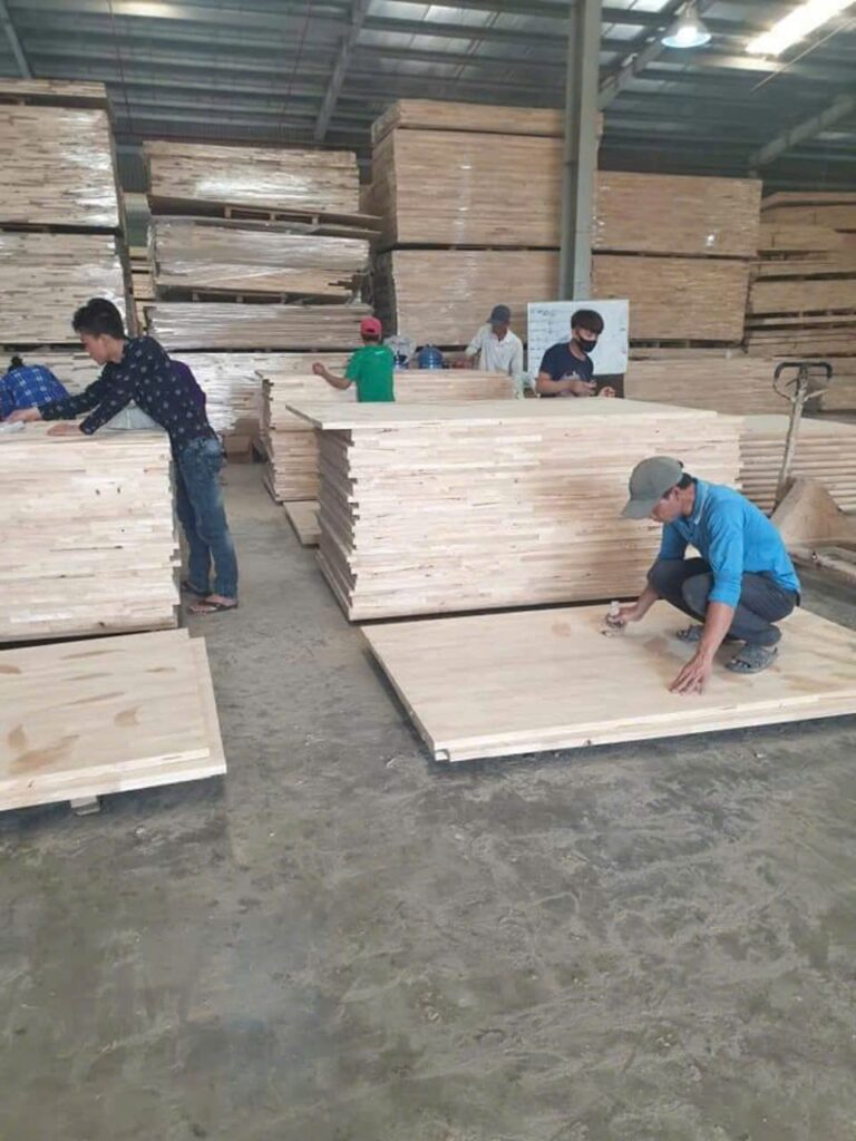 Kiểm tra ván ghép cao su tại xưởng